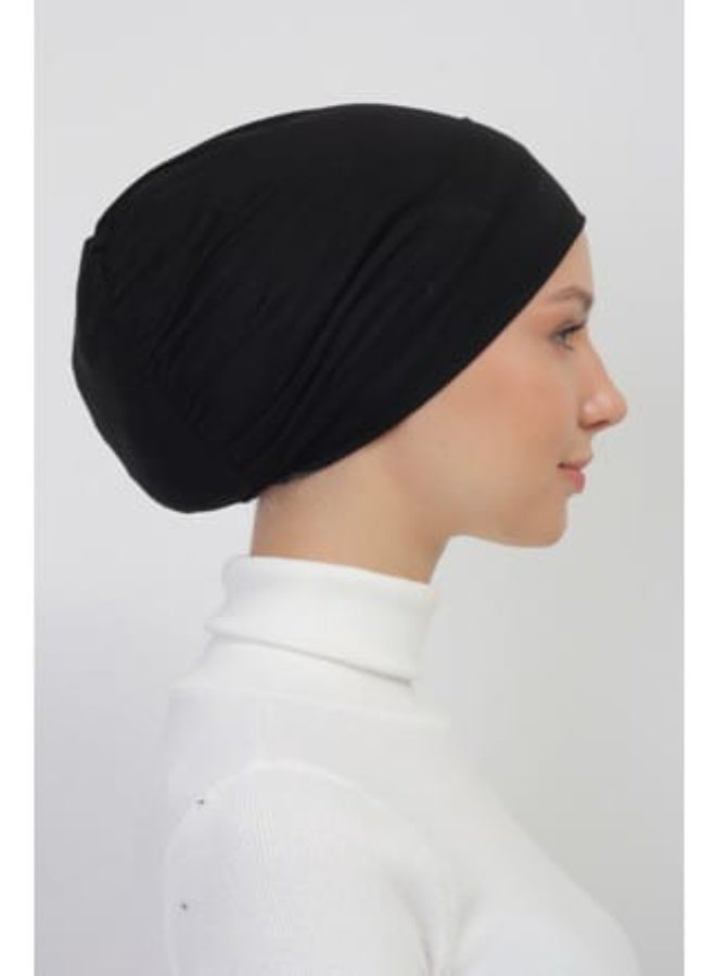 Luxuria A closed, seamless bonnet headband for veiled women, made of lightweight cotton lycra - black - Image 3